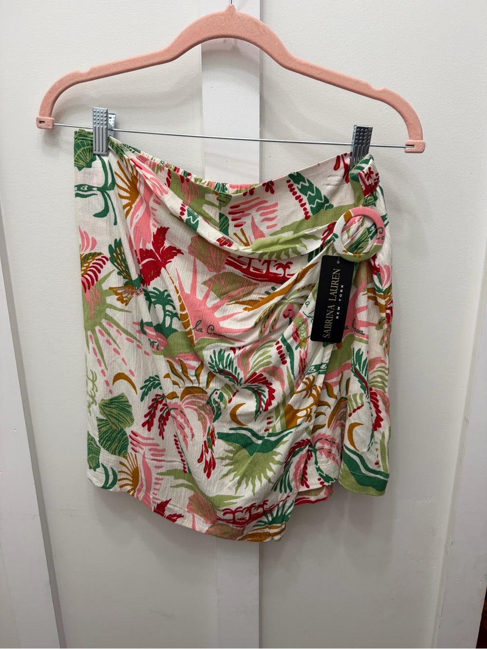 Sabrina Lauren Tropical Print Wrap Skort size medium